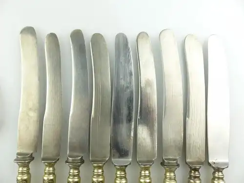 e9288 19 Besteckteile 9 Messer und 10 Gabeln Gründerzeit versilbert