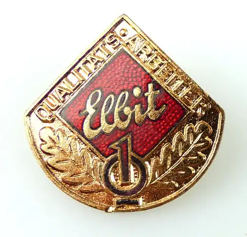 #e2183 Elbit 1 Qualitätsarbeiter bronzefarben, emailliertes Abzeichen DDR