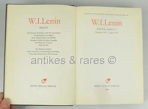 W. I. Lennin Briefe Band V 1917-1919, Dietz Verlag Berlin 1968