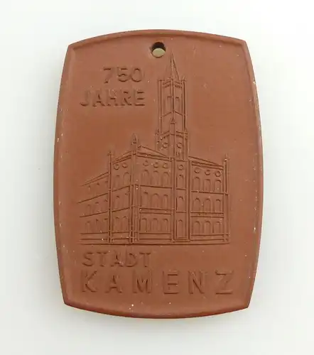 e11806 Meissen Plakette Böttger Steinzeug 750 Jahre Stadt Kamenz 1975