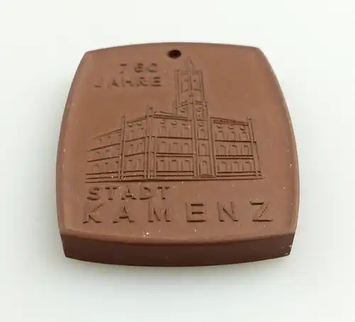 e11806 Meissen Plakette Böttger Steinzeug 750 Jahre Stadt Kamenz 1975