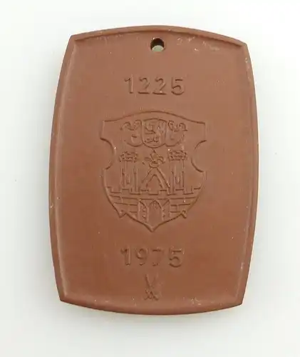 e11806 Meissen Plakette Böttger Steinzeug 750 Jahre Stadt Kamenz 1975