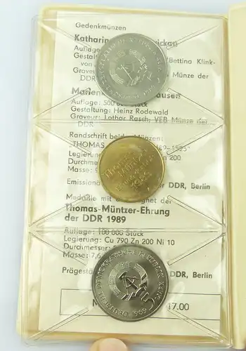 3 Medaillen : Thomas Müntzer Ehrung der DDR 1989 Staatsbank der DDR / r087