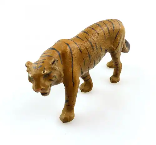 e9372 Antikspielzeug Tier Masse Figur wohl Lineol 50er Jahre Tiger
