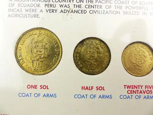 #e8949 1 Kursmünzensatz aus Peru von 1965 (one sol - five centavos) Südamerika