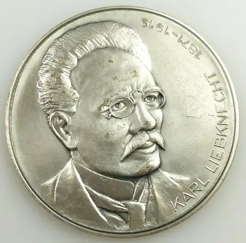 e11486 Medaille Karl Liebknecht 1871 bis 1919 silberfarben mit Etui