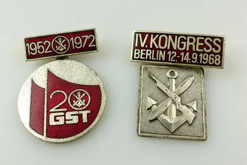 e12154 2 alte GST Abzeichen DDR IV Kongress Berlin 1968 20 Jahre GST 1972