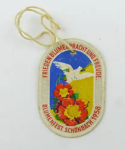 #e8055 DDR Abzeichen aus Pappe Blumenfest Schönbach 1958