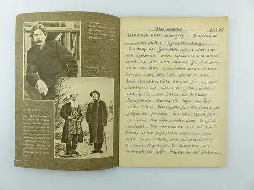 #e7627 Original altes Schulheft Geschichte, Rückseite mit Stalin und Gorkij 1950