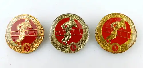 3 Siegeranstecknadeln - Feuerwehrkreiskämpfe silber-, bronze-, goldfarben e1658