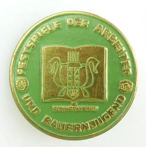 #e5285 Abzeichen Festspiele der Arbeiter- und Bauernjugend DTSB Schwerin 1963