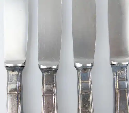 e12306 6 Messer mit versilberten Griffen 90er Silberauflage