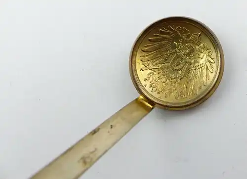 #e8912 Alter deutscher Salzlöffel mit Münze als Laffe und Griff aus 800 Silber