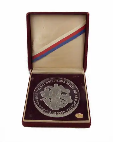 #e6885 Ehrenpreis aus Glas von 1958 Motorradsport Tschechoslowakei
