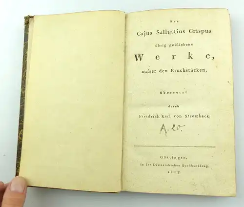 #e4409 Altes Buch: Des Cajus Sallustius Crispus übrig gebliebene Werke von 1817