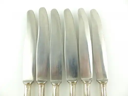 e10967 6 Messer mit Griffen aus 800er Silber