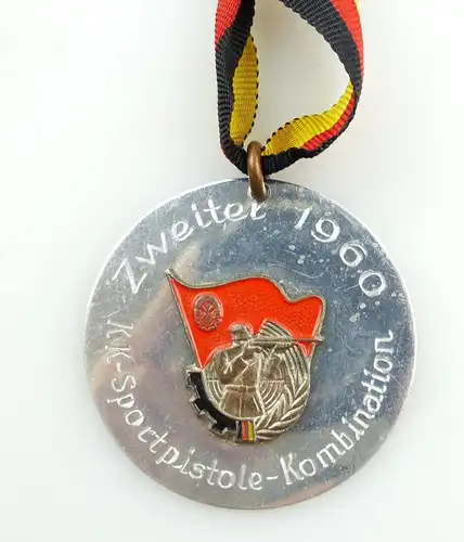 e9574 Alte DDR Medaille Zweiter KK Sportpistole Kombination GST sehr selten 1960