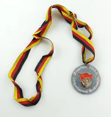 e9574 Alte DDR Medaille Zweiter KK Sportpistole Kombination GST sehr selten 1960