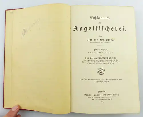 Buch: Angelfischerei 5. Auflage Verlag von Paul Parey in Berlin SW. 11 e418