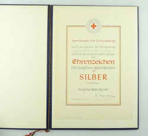 e12347 Original Urkunde für Ehrenzeichen des Deutschen Roten Kreuzes Silber 1959