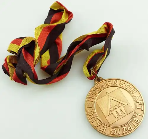 e12043 Original alte Bronzemedaille Sportfest Baugenossenschaft Leipzig in OVP