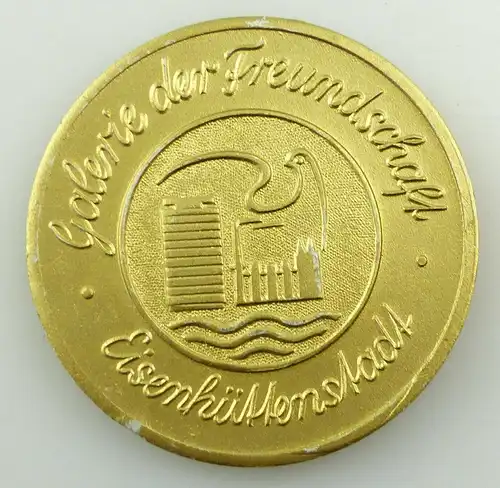 e10405 Alte Medaille Galerie der Freundschaft Eisenhüttenstadt goldfarben
