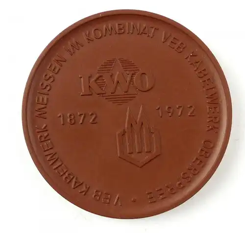 e10331 Medaille VEB Kabelwerk Meissen im Kombinat KWO Oberspree 100 Jahre 1972