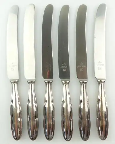 e9743 6 WMF Messer mit versilberten Griffen 90 Silberauflage