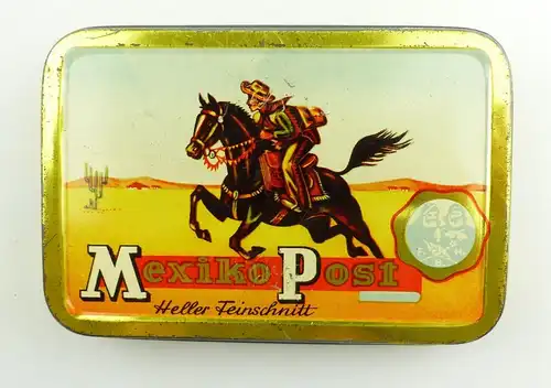 e9578 Alte Tabakdose Blechdose Mexiko Post Fritz Hempelmann Bünde Westfalen