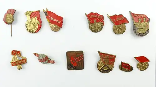 e9495 12 verschiedene DDR Abzeichen 1 Mai 1950 bis 1960