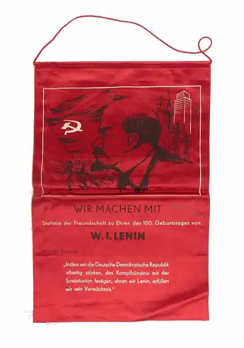#e7151 Original alter DDR Wimpel zu Ehren des 100. Geburtstages von W.I.Lenin