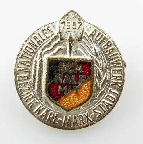 #e4818 Abzeichen Nationales Aufbauwerk Karl-Marx-Stadt 1957 B. Nr. 1424 / 57