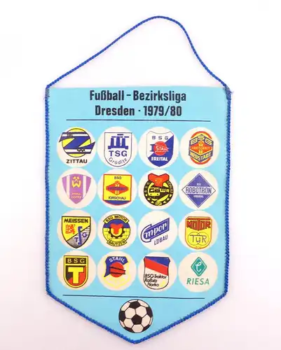 #e3423 DDR Wimpel: Fußball Bezirksliga Dresden 1979/80