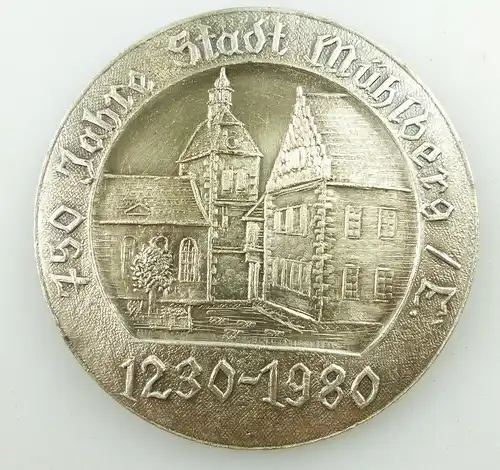 Medaille: 750 Jahre Stadt Mühlberg 1230-1980 silberfarben e1594