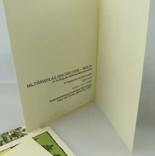 3 Postkartenserien: 30 Postkarten mit Zeichnungen, Militärverlag der DDR, so324