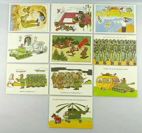 Postkartenserie: 10 Postkarten mit Zeichnungen, Militärverlag der DDR, so323