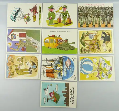 Postkartenserie: 10 Postkarten mit Zeichnungen, Militärverlag der DDR, so321