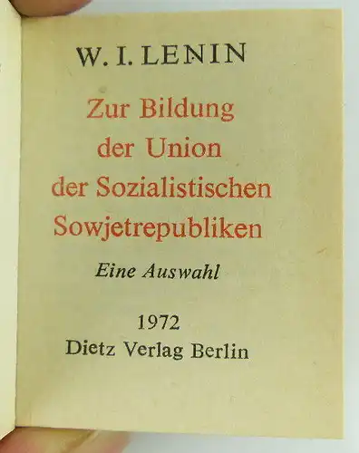 Minibuch: W.I. Lenin Zur Bildung der UdSSR Dietz Verlag Berlin 1972 Buch1558