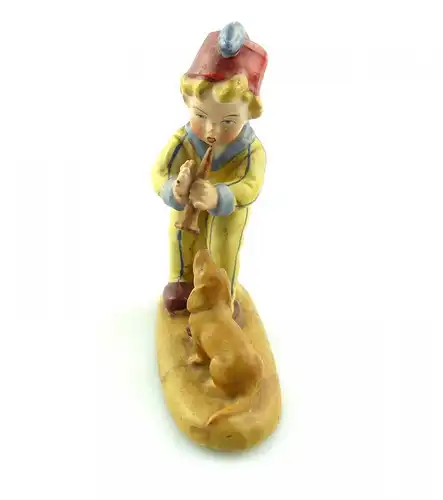 e9710 Alte Porzellan Figur Junge mit Hund von Wagner und Apel Lippelsdorf