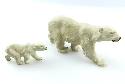 #e4721 Lineol Tiere / Massefiguren 2 Eisbären klein und groß