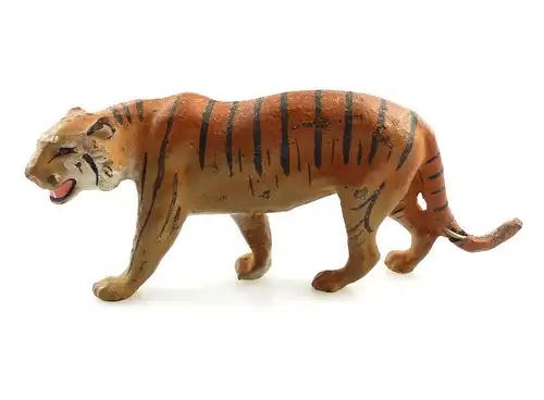 #e4716 2 alte Lineol Tiere / Massefiguren Löwe und Tiger