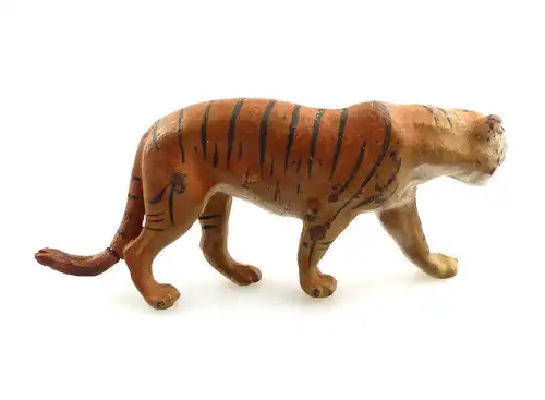 #e4716 2 alte Lineol Tiere / Massefiguren Löwe und Tiger