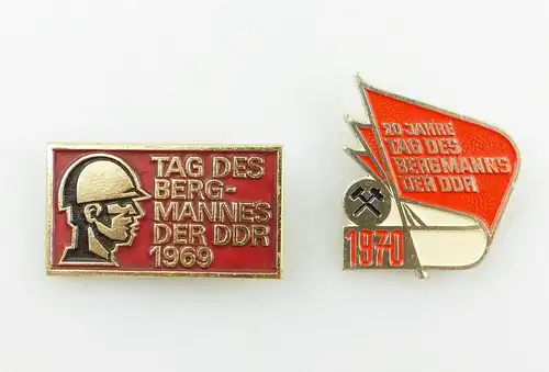 #e5301 2 Abzeichen Tag des Bergmannes der DDR 1969 & 1970