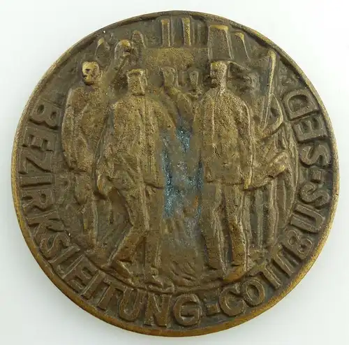 e11858 Original alte Bronzemedaille 25 Jahre SED 1971 Bezirksleitung Cottbus