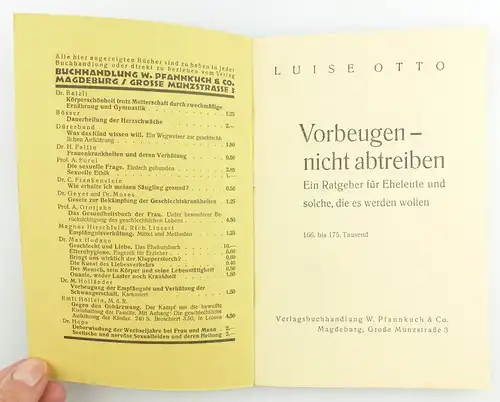 #e5721 Altes Buch: Luise Otto - vorbeugen nicht abtreiben Ratgeber für Eheleute