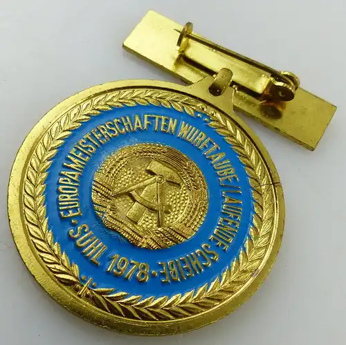 Medaille Europameisterschaften Wurftaube Laufende Scheibe Suhl 1978 Gold GST024