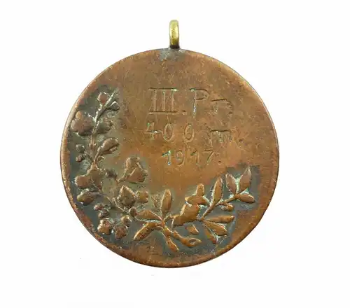 e10698 Alte kleine Sport Medaille 400m Lauf 1917 III Pr bronzefarben