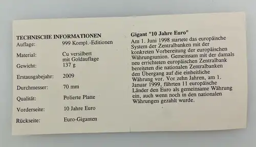 #e8897 Euro-Giganten *BS 00860* mit Echtheitszertifikat "10 Jahre Euro" 2009