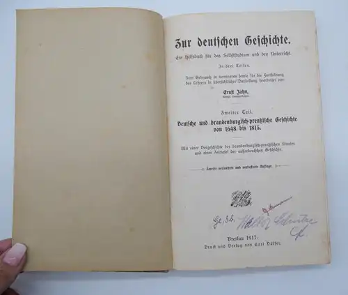 3 Bücher Zur deutschen Geschichte Ernst Jahn Breslau 1919 e12455