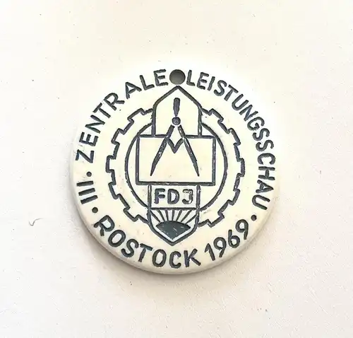m033 DDR Abzeichen Medaille III. Zentrale Leistungsschau Rostock 1969 FDJ